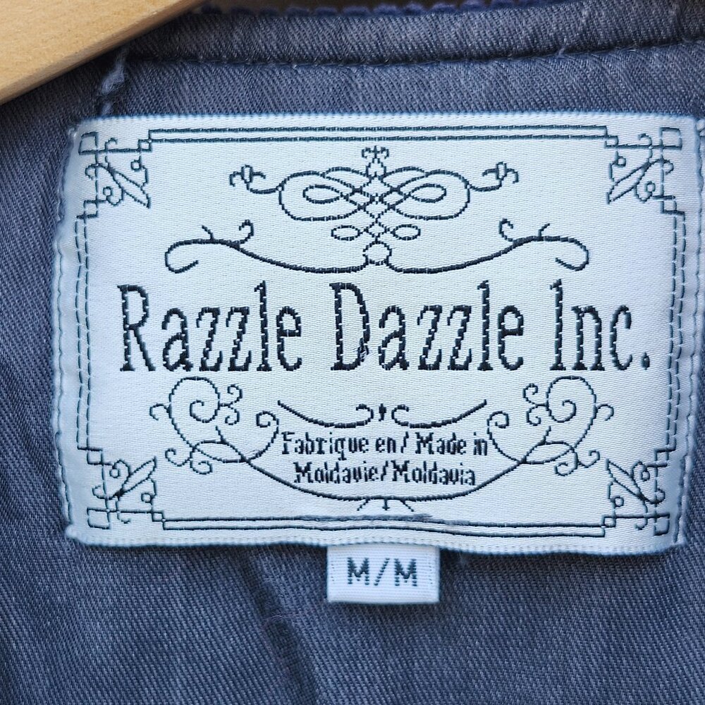 UNIQUE Vintage Razzle Dazzle Inc. BLUE Corduroy Vest Full Zip Women's Size M 90s - Picture 2 of 4